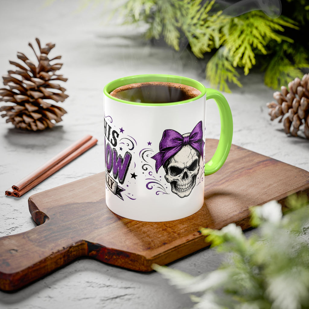 Cancer Awareness Skull Coffee Mug — 'I Run This Sh*tshow' Inspirational Ribbon Design (11oz, 15oz)