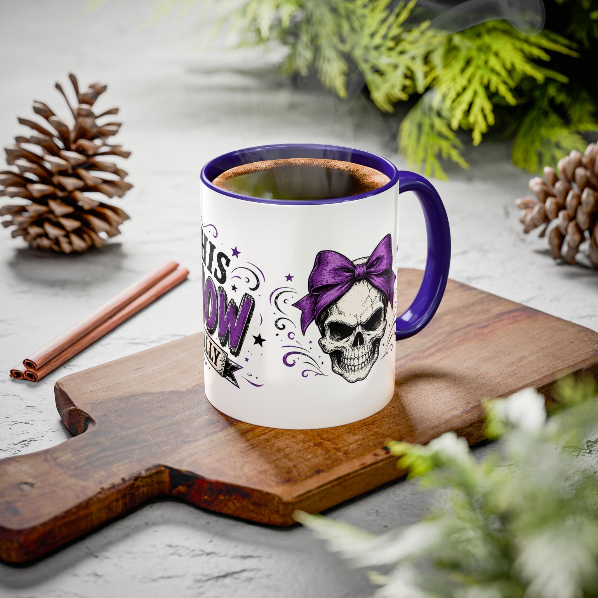 Cancer Awareness Skull Coffee Mug — 'I Run This Sh*tshow' Inspirational Ribbon Design (11oz, 15oz)