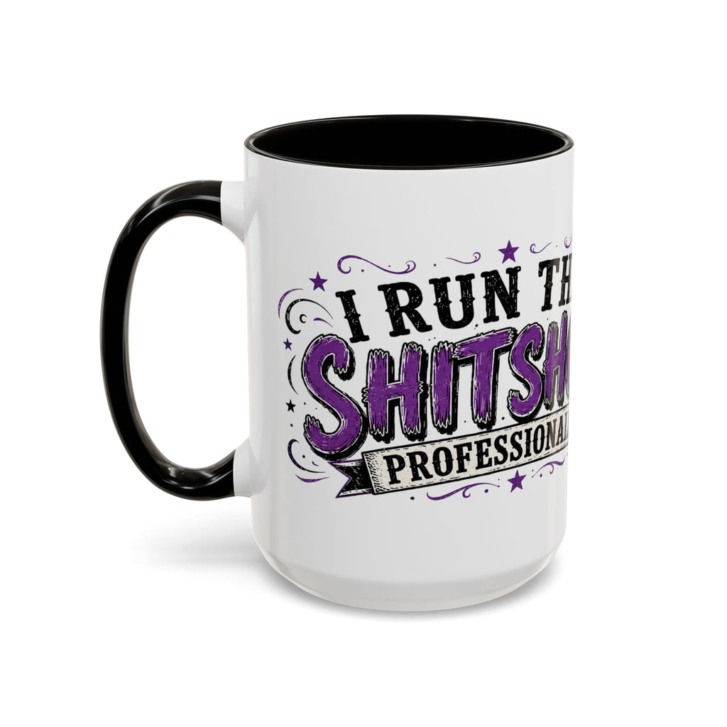 Cancer Awareness Skull Coffee Mug — 'I Run This Sh*tshow' Inspirational Ribbon Design (11oz, 15oz)