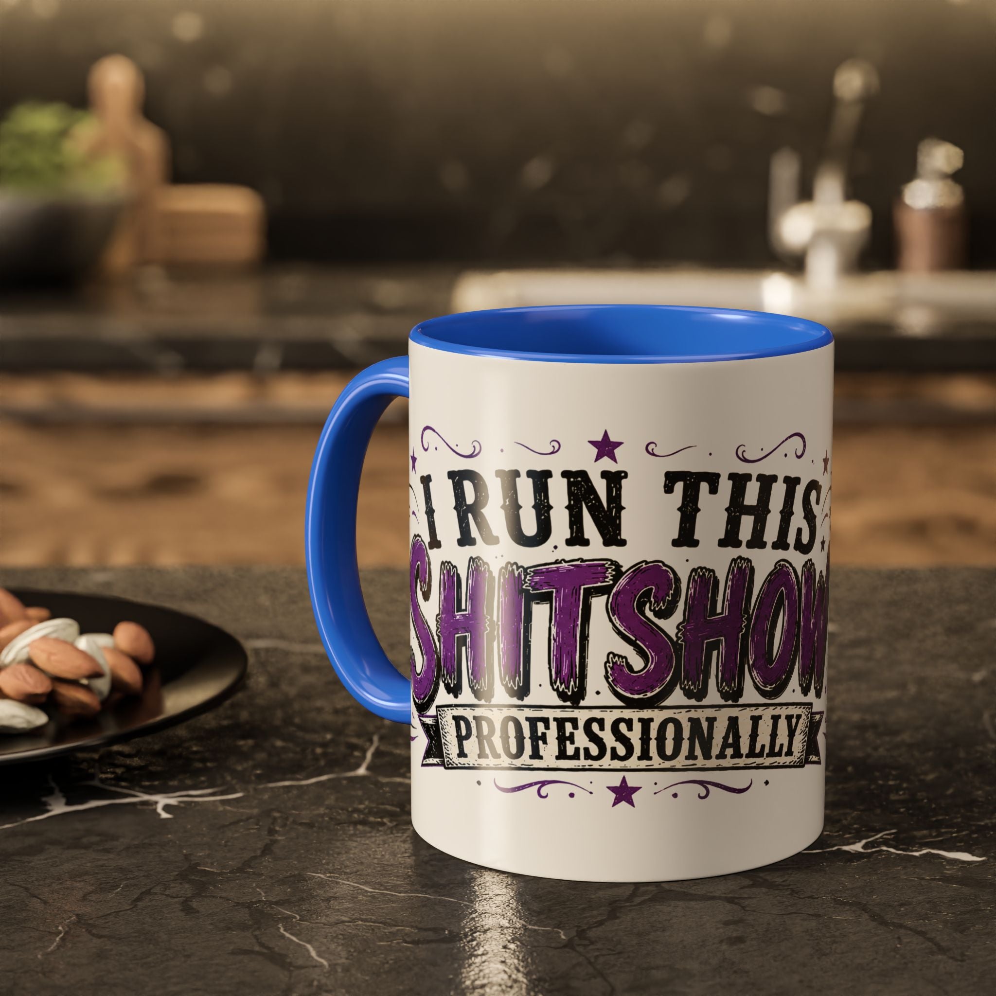 Cancer Awareness Skull Coffee Mug — 'I Run This Sh*tshow' Inspirational Ribbon Design (11oz, 15oz)