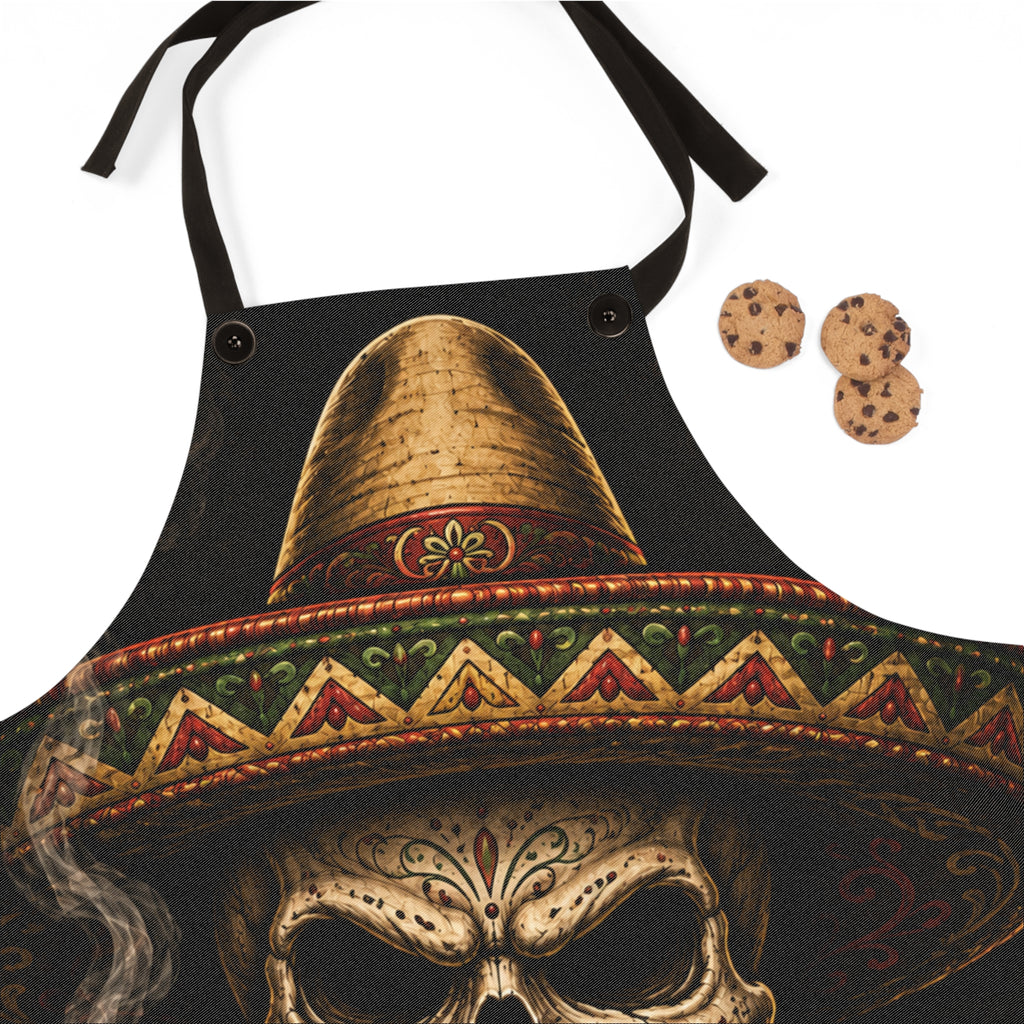 Skull Sombrero Apron — Mexican BBQ Grill Master Cooking Apron
