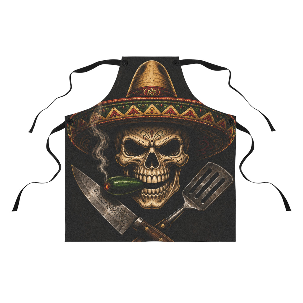 Skull Sombrero Apron — Mexican BBQ Grill Master Cooking Apron