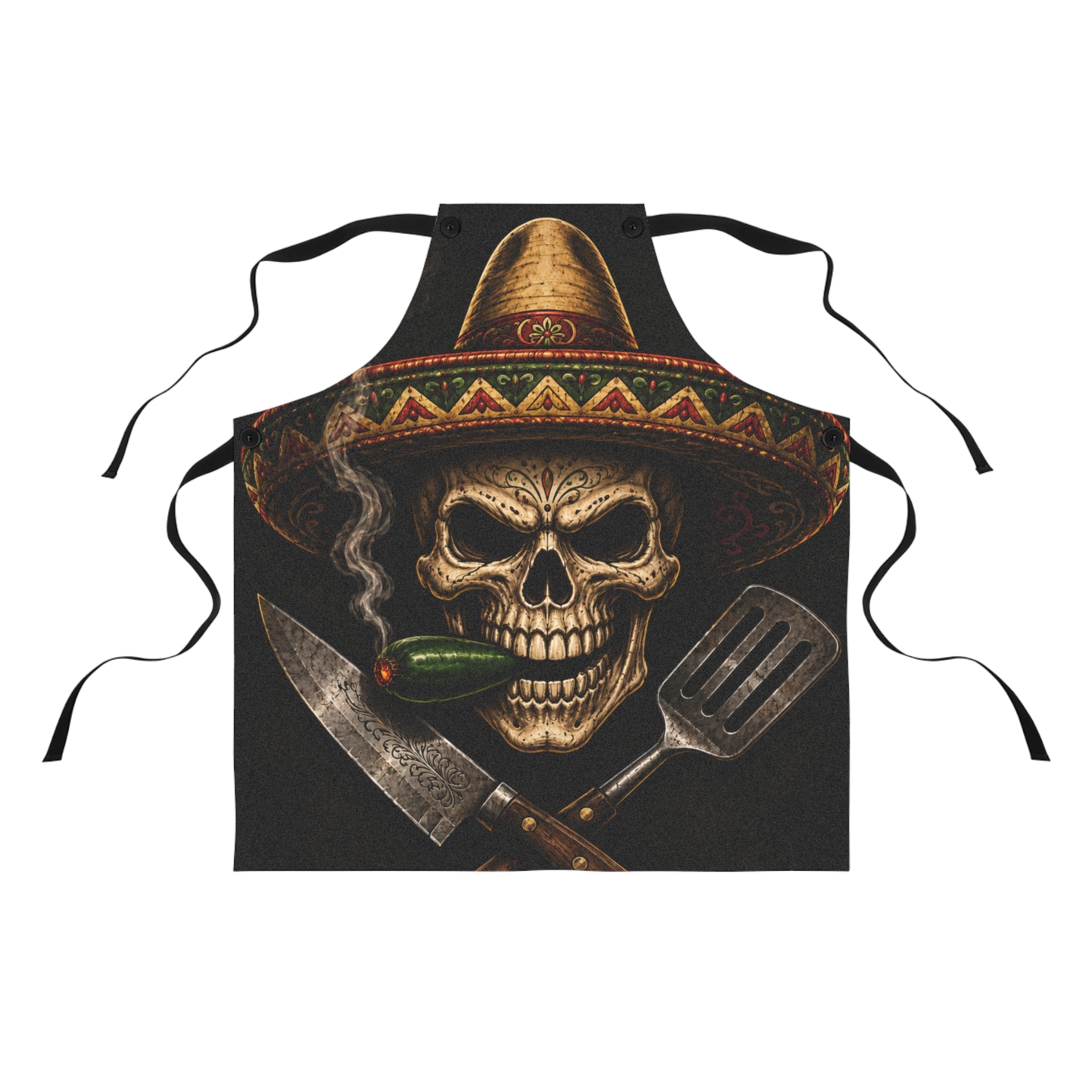 Skull Sombrero Apron — Mexican BBQ Grill Master Cooking Apron