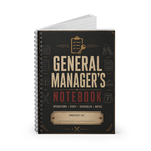 General Manager's Notebook — Spiral Ruled Notebook for Operations & Staff