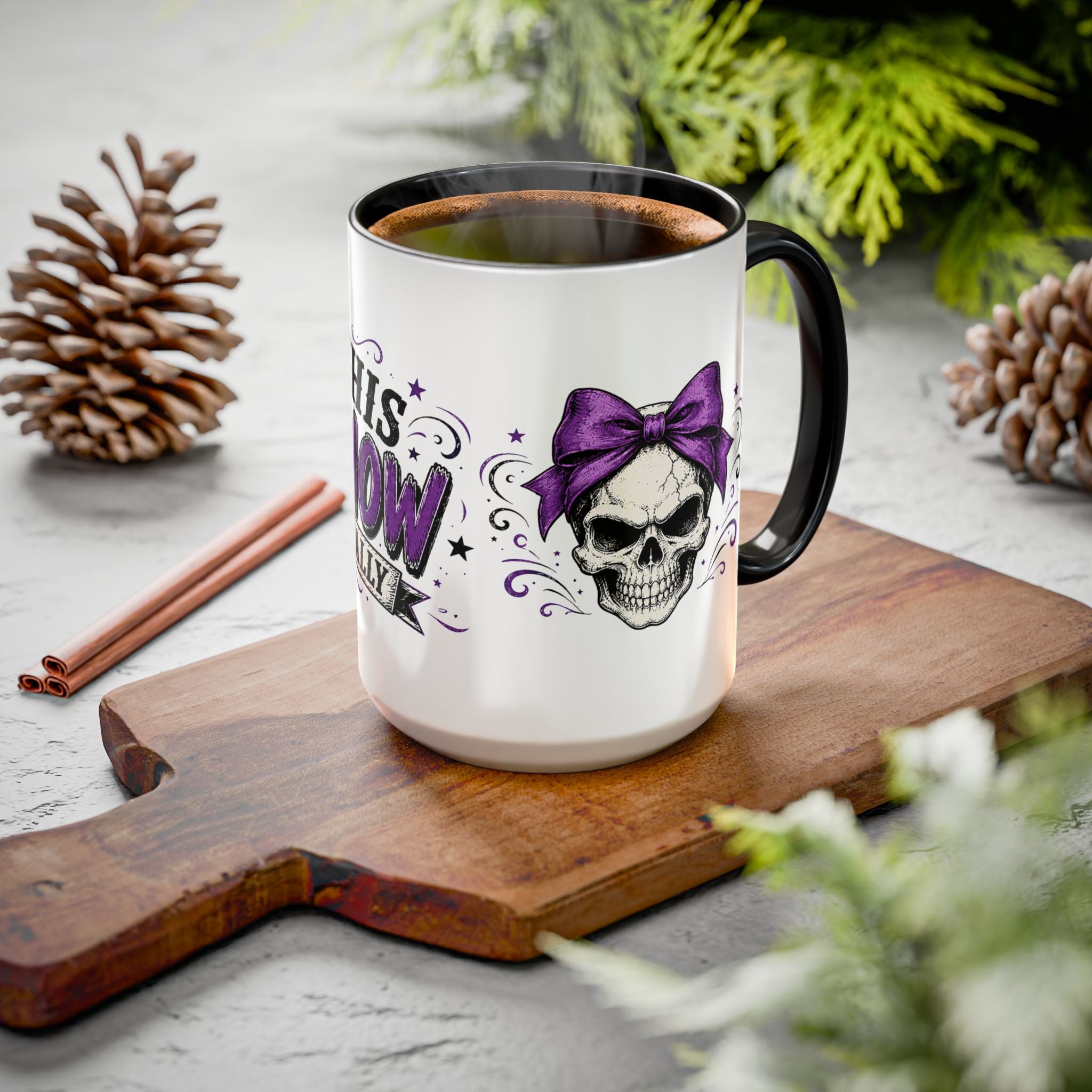 Cancer Awareness Skull Coffee Mug — 'I Run This Sh*tshow' Inspirational Ribbon Design (11oz, 15oz)