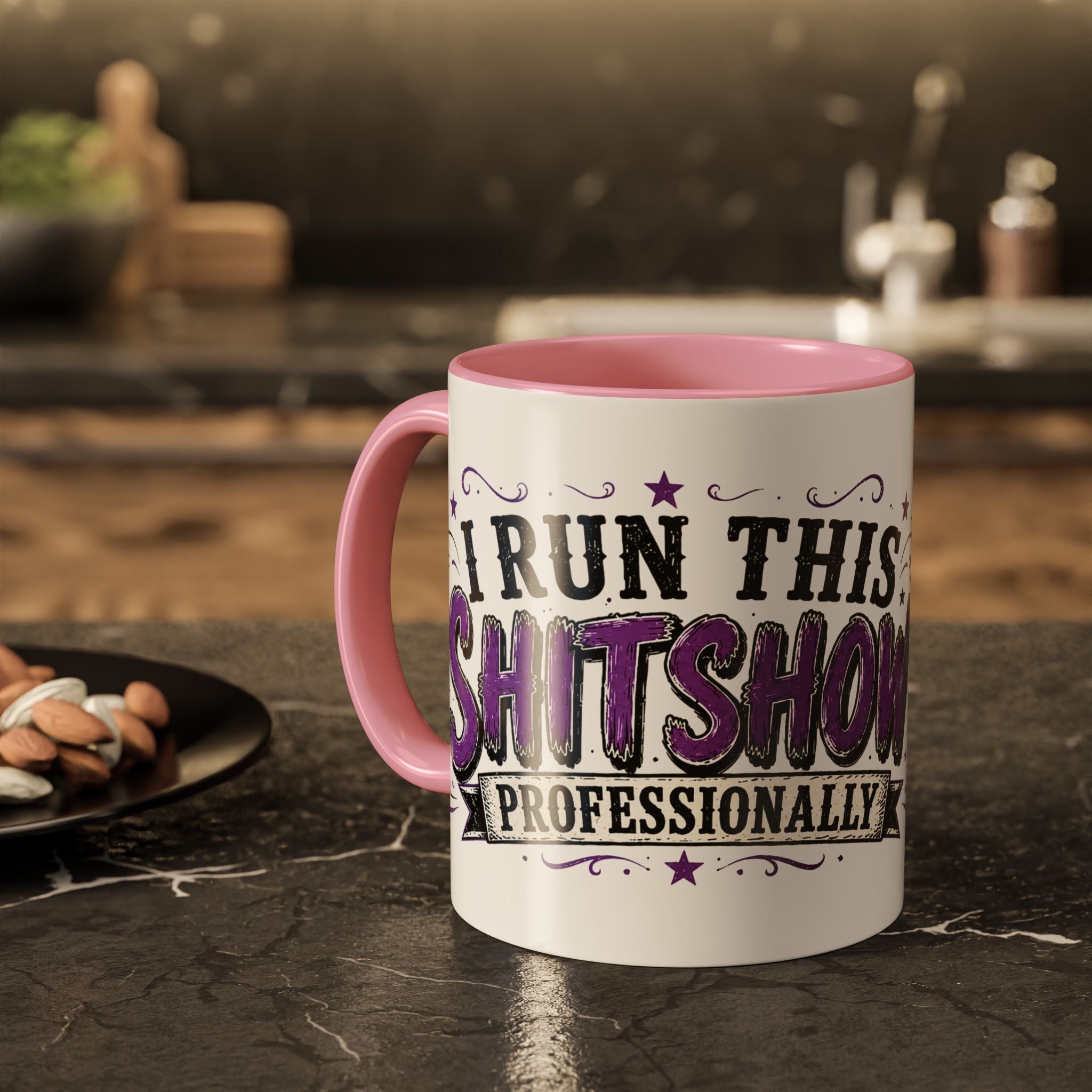 Cancer Awareness Skull Coffee Mug — 'I Run This Sh*tshow' Inspirational Ribbon Design (11oz, 15oz)