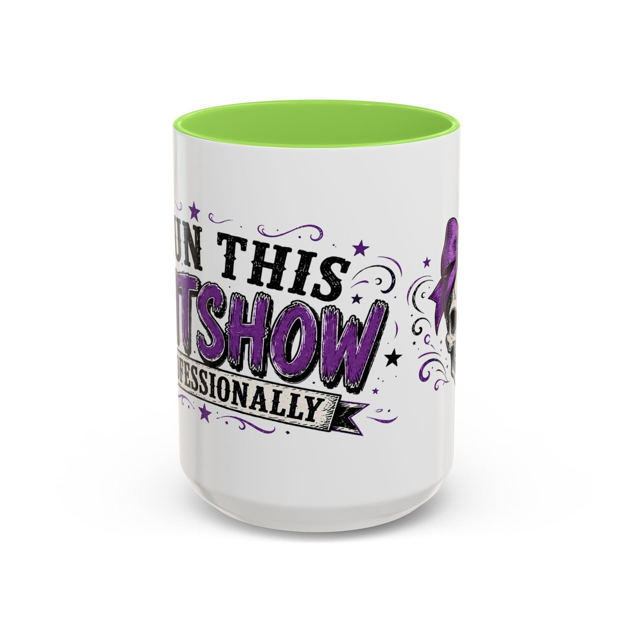 Cancer Awareness Skull Coffee Mug — 'I Run This Sh*tshow' Inspirational Ribbon Design (11oz, 15oz)