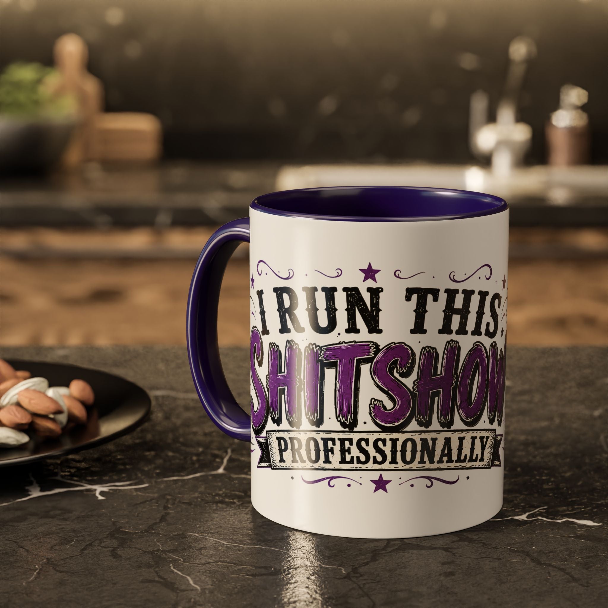 Cancer Awareness Skull Coffee Mug — 'I Run This Sh*tshow' Inspirational Ribbon Design (11oz, 15oz)