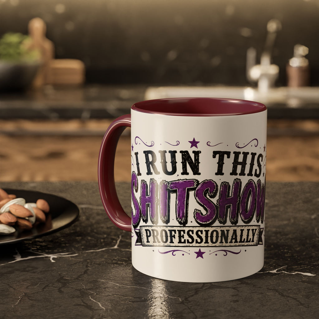 Cancer Awareness Skull Coffee Mug — 'I Run This Sh*tshow' Inspirational Ribbon Design (11oz, 15oz)