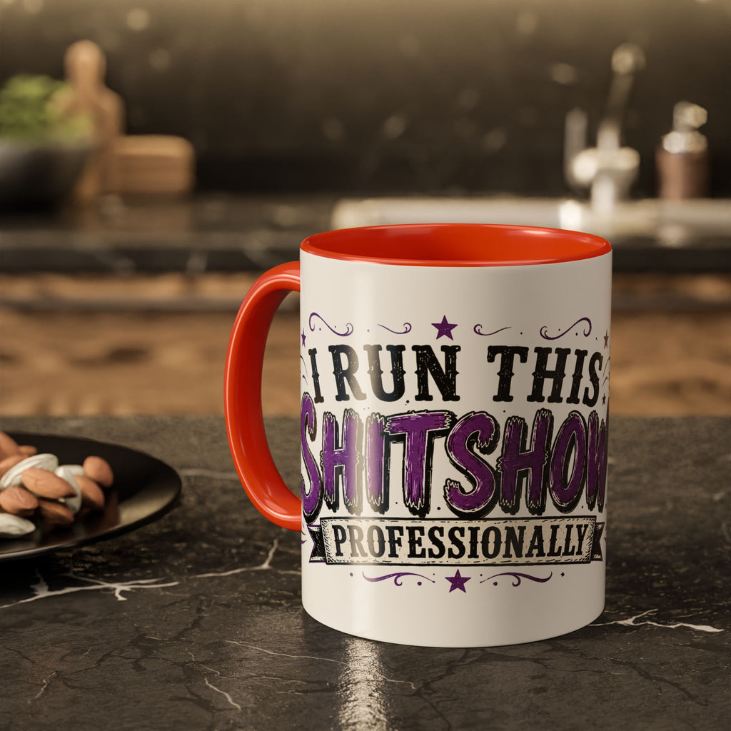 Cancer Awareness Skull Coffee Mug — 'I Run This Sh*tshow' Inspirational Ribbon Design (11oz, 15oz)