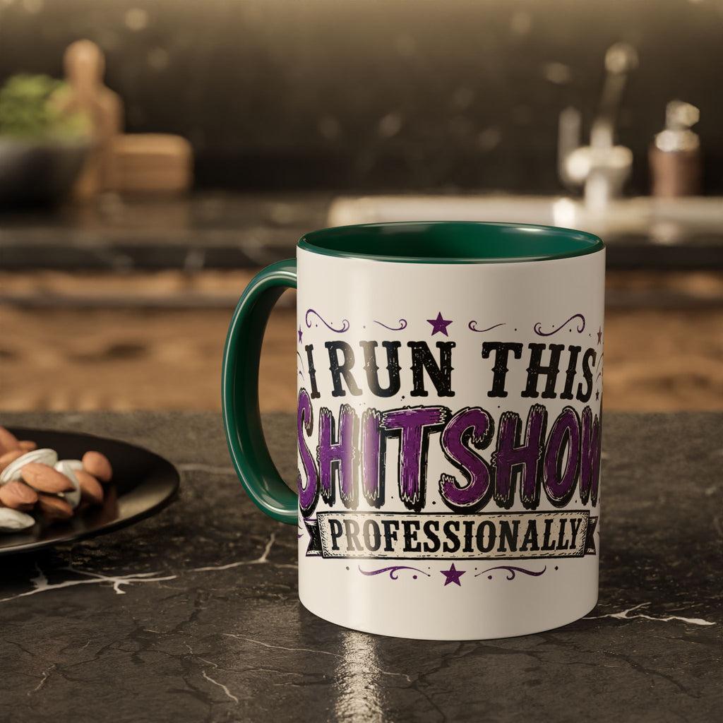 Cancer Awareness Skull Coffee Mug — 'I Run This Sh*tshow' Inspirational Ribbon Design (11oz, 15oz)
