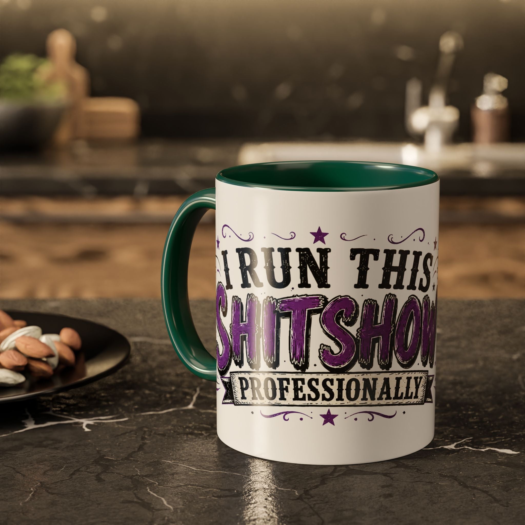 Cancer Awareness Skull Coffee Mug — 'I Run This Sh*tshow' Inspirational Ribbon Design (11oz, 15oz)