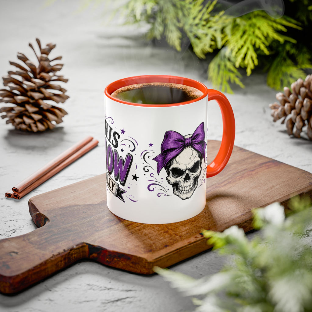 Cancer Awareness Skull Coffee Mug — 'I Run This Sh*tshow' Inspirational Ribbon Design (11oz, 15oz)