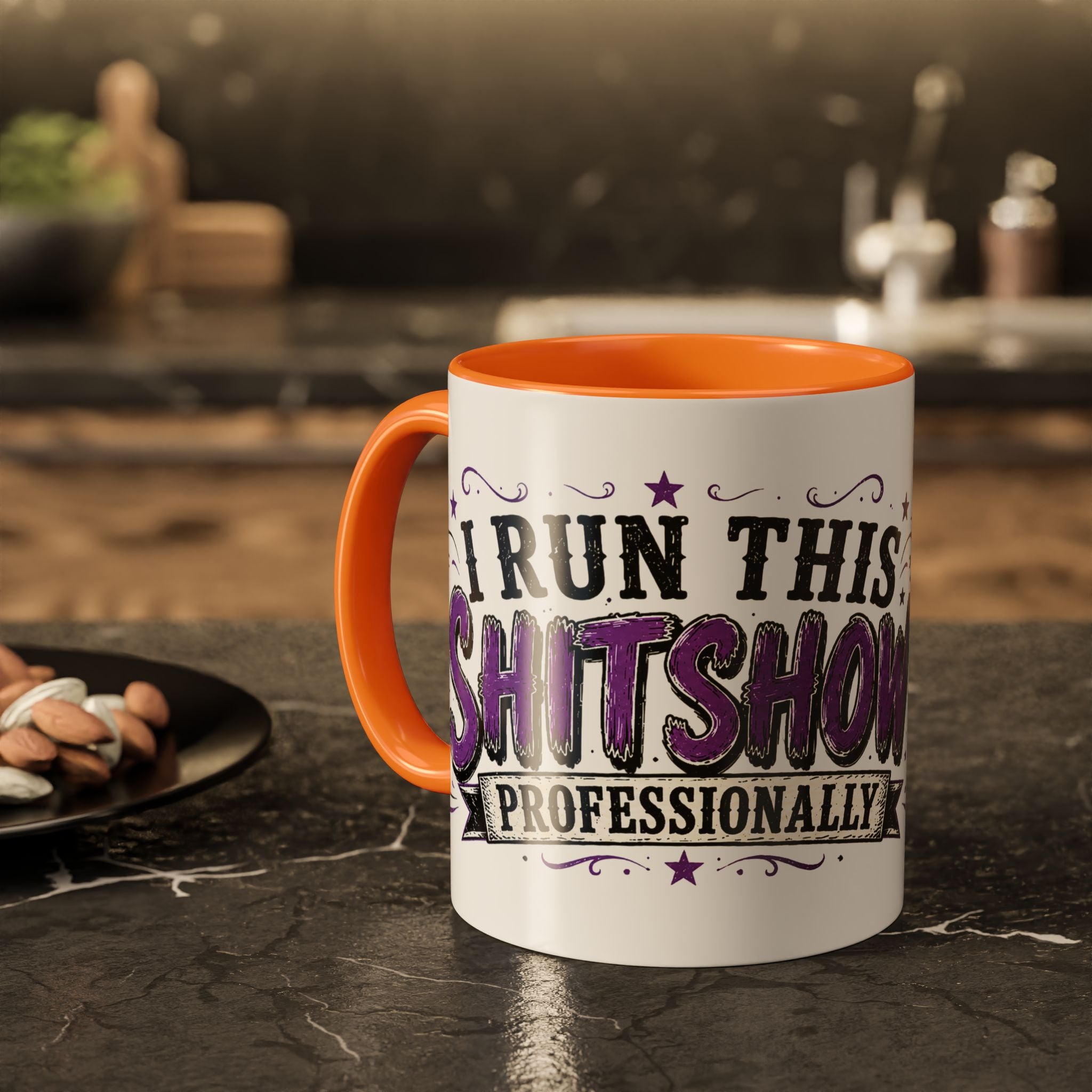 Cancer Awareness Skull Coffee Mug — 'I Run This Sh*tshow' Inspirational Ribbon Design (11oz, 15oz)