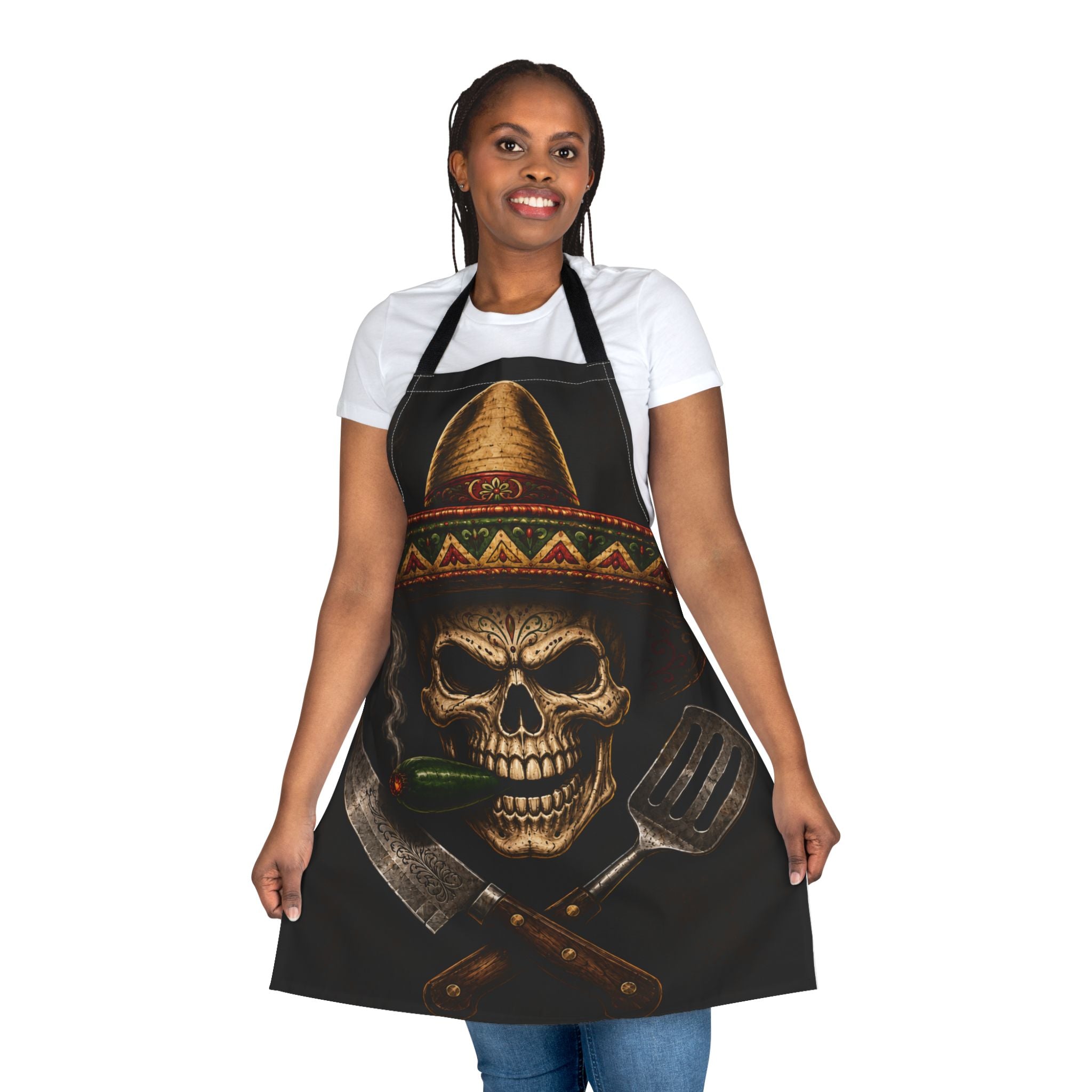 Skull Sombrero Cooking Apron