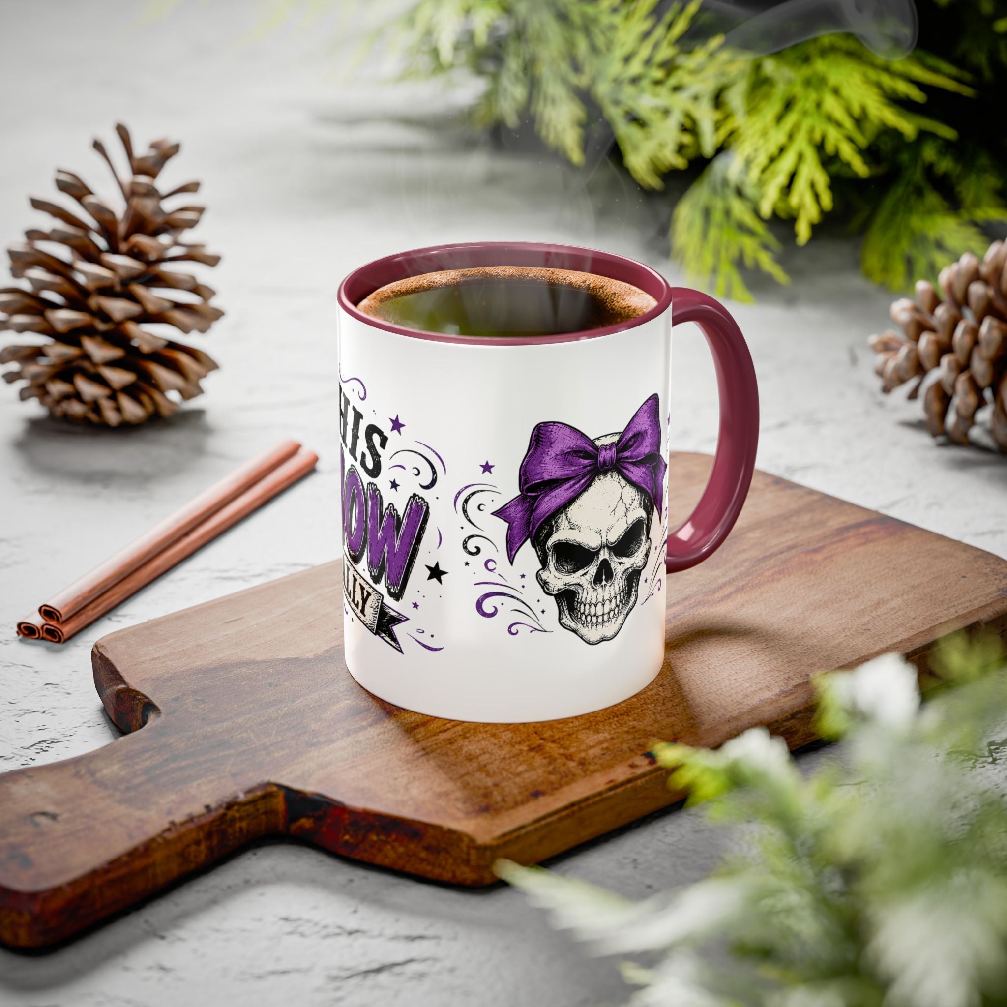 Cancer Awareness Skull Coffee Mug — 'I Run This Sh*tshow' Inspirational Ribbon Design (11oz, 15oz)