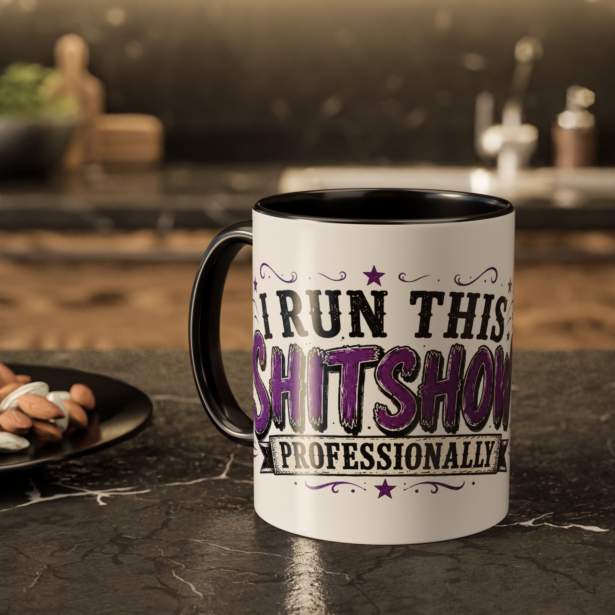 Cancer Awareness Skull Coffee Mug — 'I Run This Sh*tshow' Inspirational Ribbon Design (11oz, 15oz)