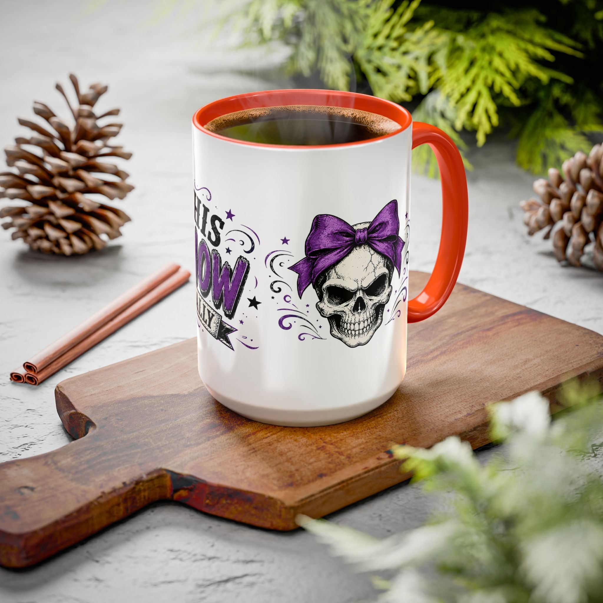 Cancer Awareness Skull Coffee Mug — 'I Run This Sh*tshow' Inspirational Ribbon Design (11oz, 15oz)