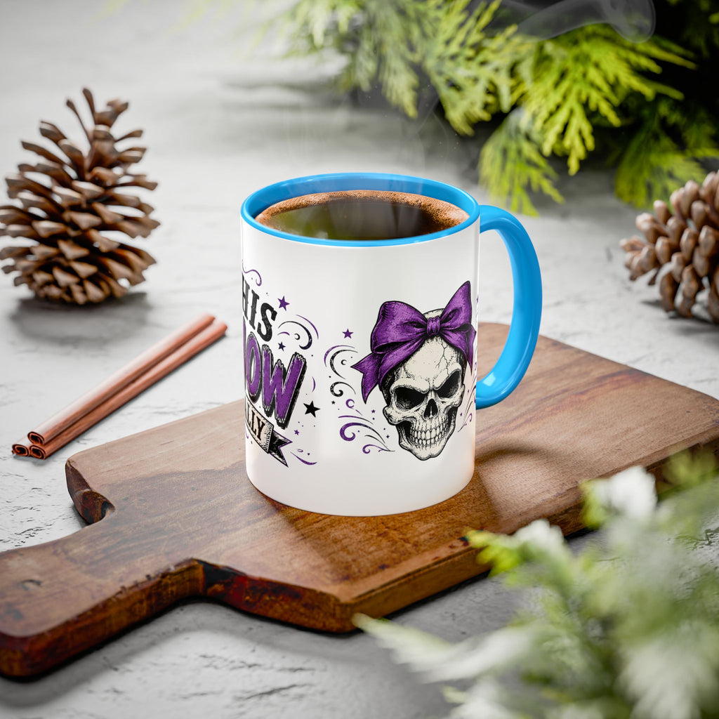 Cancer Awareness Skull Coffee Mug — 'I Run This Sh*tshow' Inspirational Ribbon Design (11oz, 15oz)