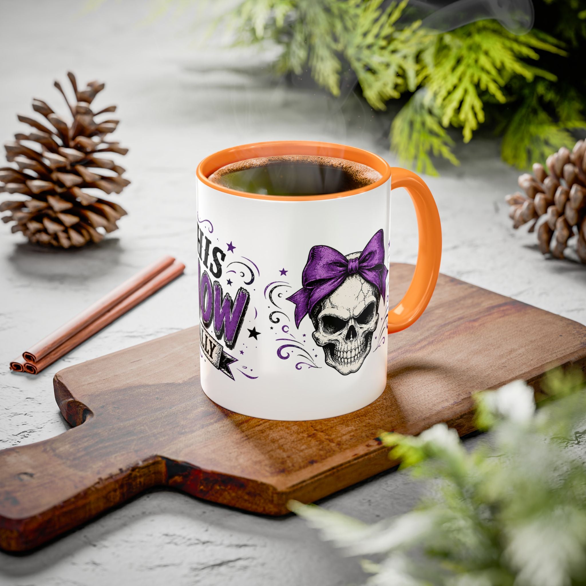 Cancer Awareness Skull Coffee Mug — 'I Run This Sh*tshow' Inspirational Ribbon Design (11oz, 15oz)