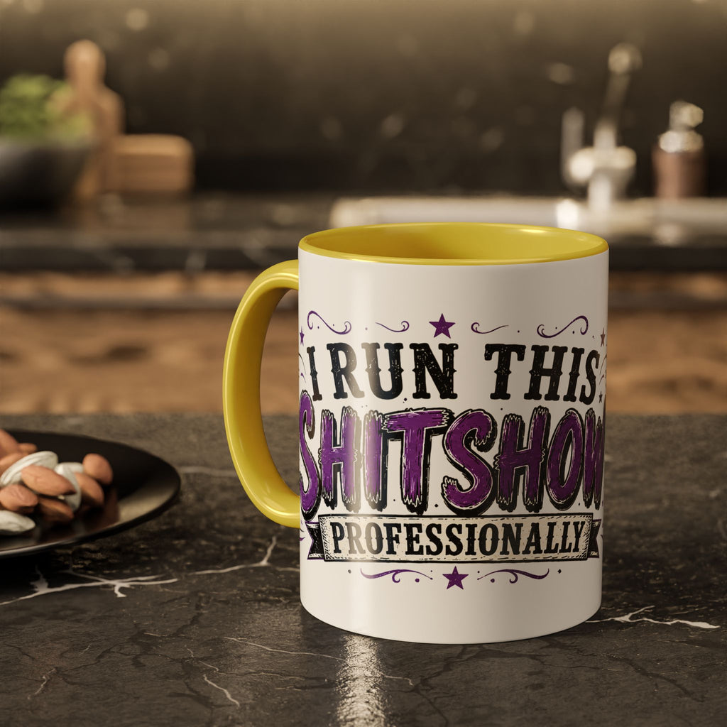 Cancer Awareness Skull Coffee Mug — 'I Run This Sh*tshow' Inspirational Ribbon Design (11oz, 15oz)
