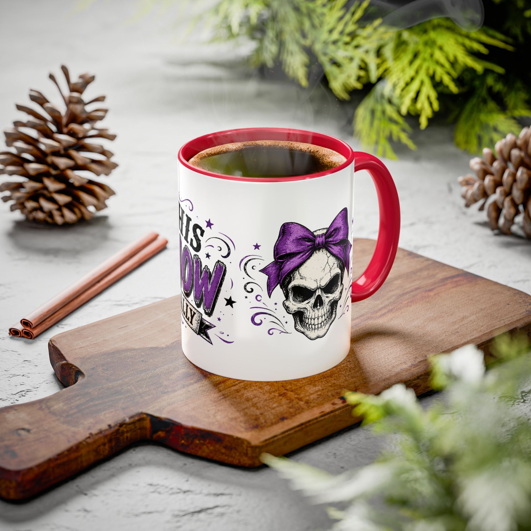 Cancer Awareness Skull Coffee Mug — 'I Run This Sh*tshow' Inspirational Ribbon Design (11oz, 15oz)