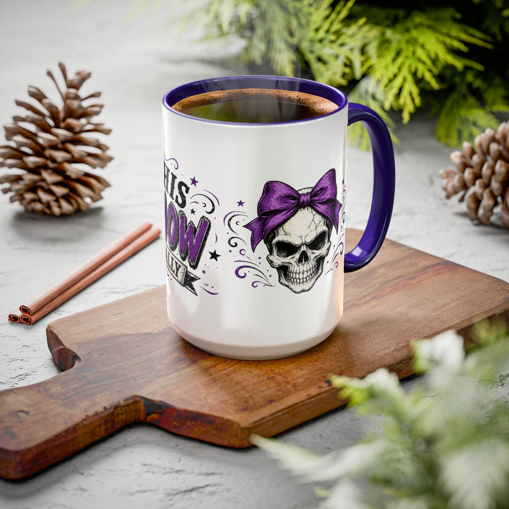 Cancer Awareness Skull Coffee Mug — 'I Run This Sh*tshow' Inspirational Ribbon Design (11oz, 15oz)