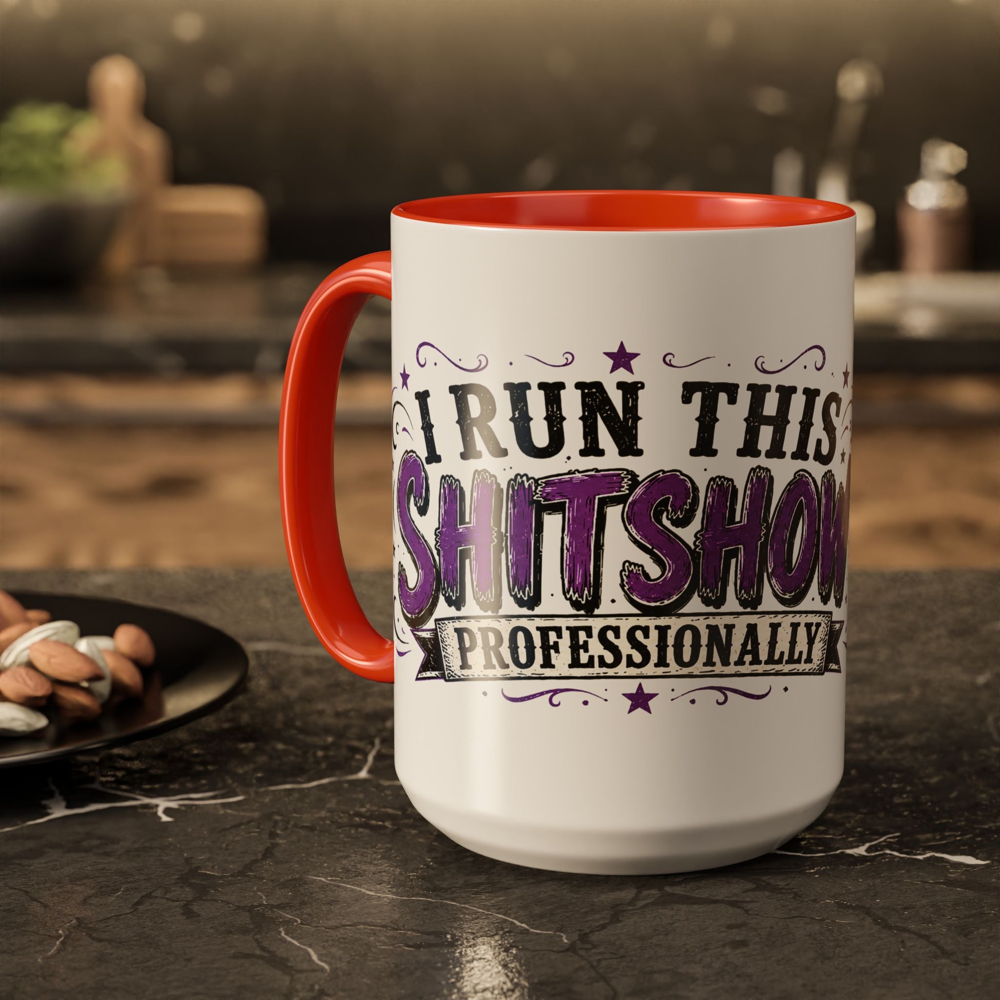 Cancer Awareness Skull Coffee Mug — 'I Run This Sh*tshow' Inspirational Ribbon Design (11oz, 15oz)