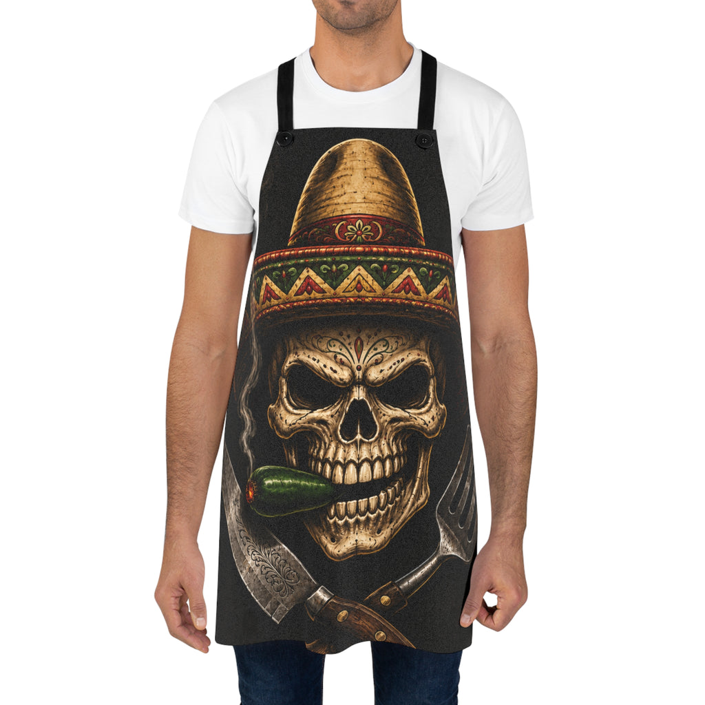 Skull Sombrero Apron — Mexican BBQ Grill Master Cooking Apron