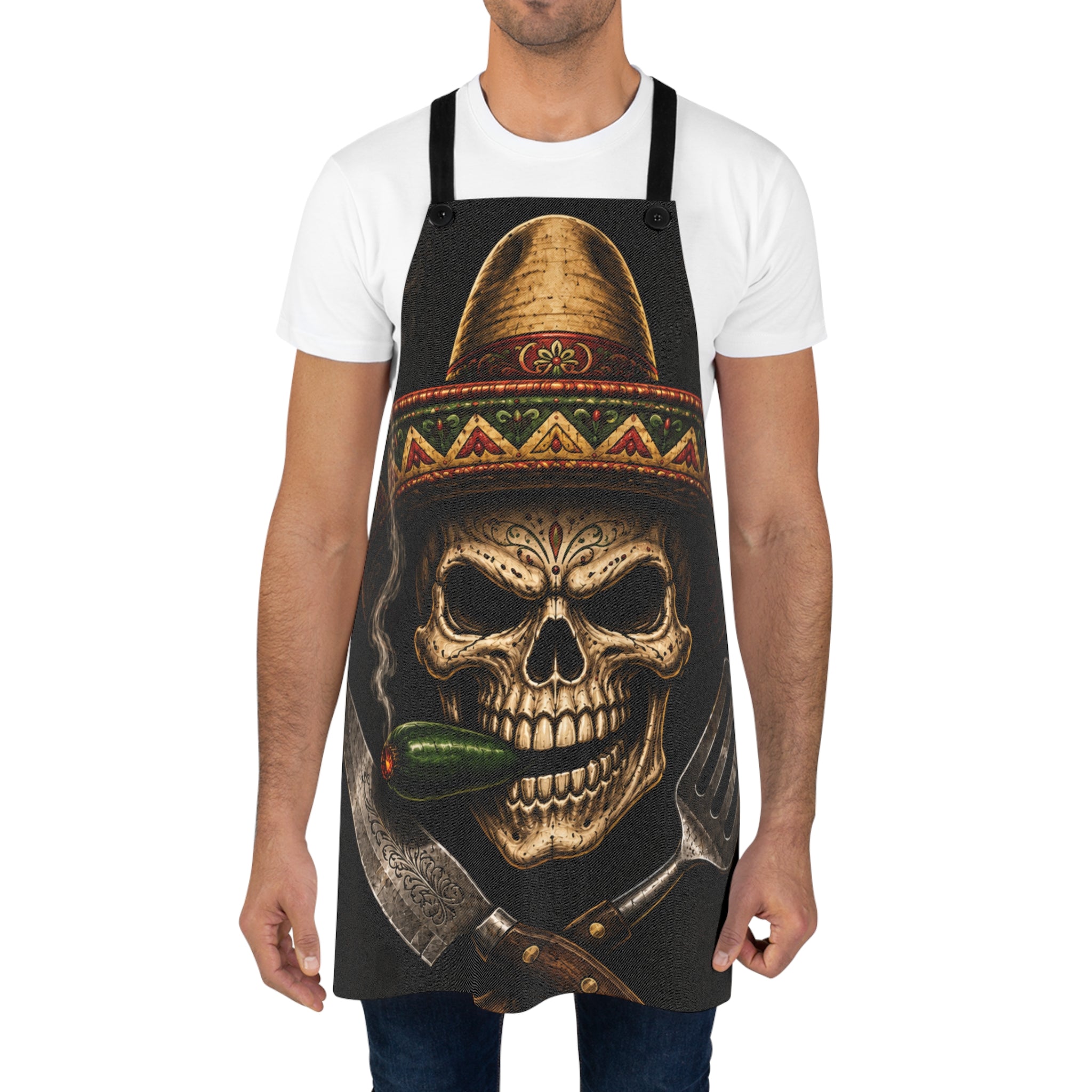 Skull Sombrero Apron — Mexican BBQ Grill Master Cooking Apron