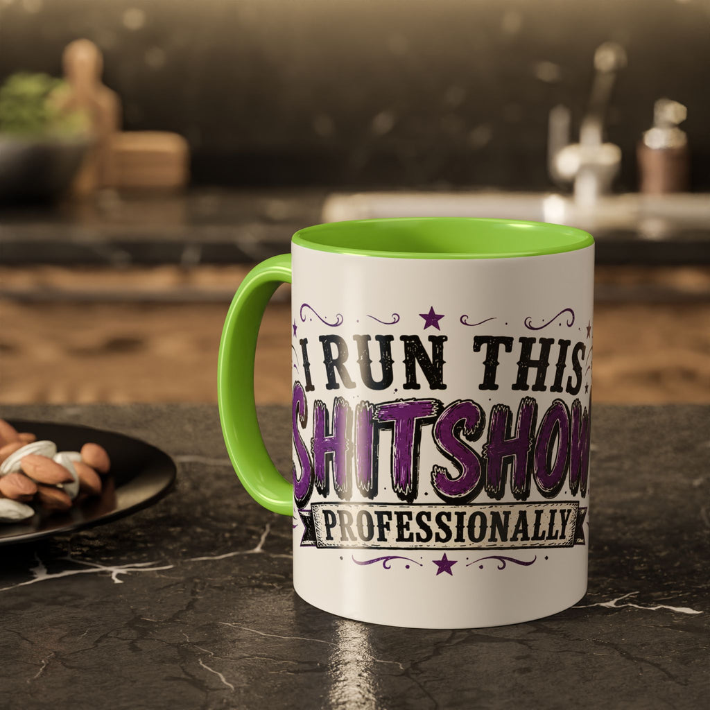 Cancer Awareness Skull Coffee Mug — 'I Run This Sh*tshow' Inspirational Ribbon Design (11oz, 15oz)