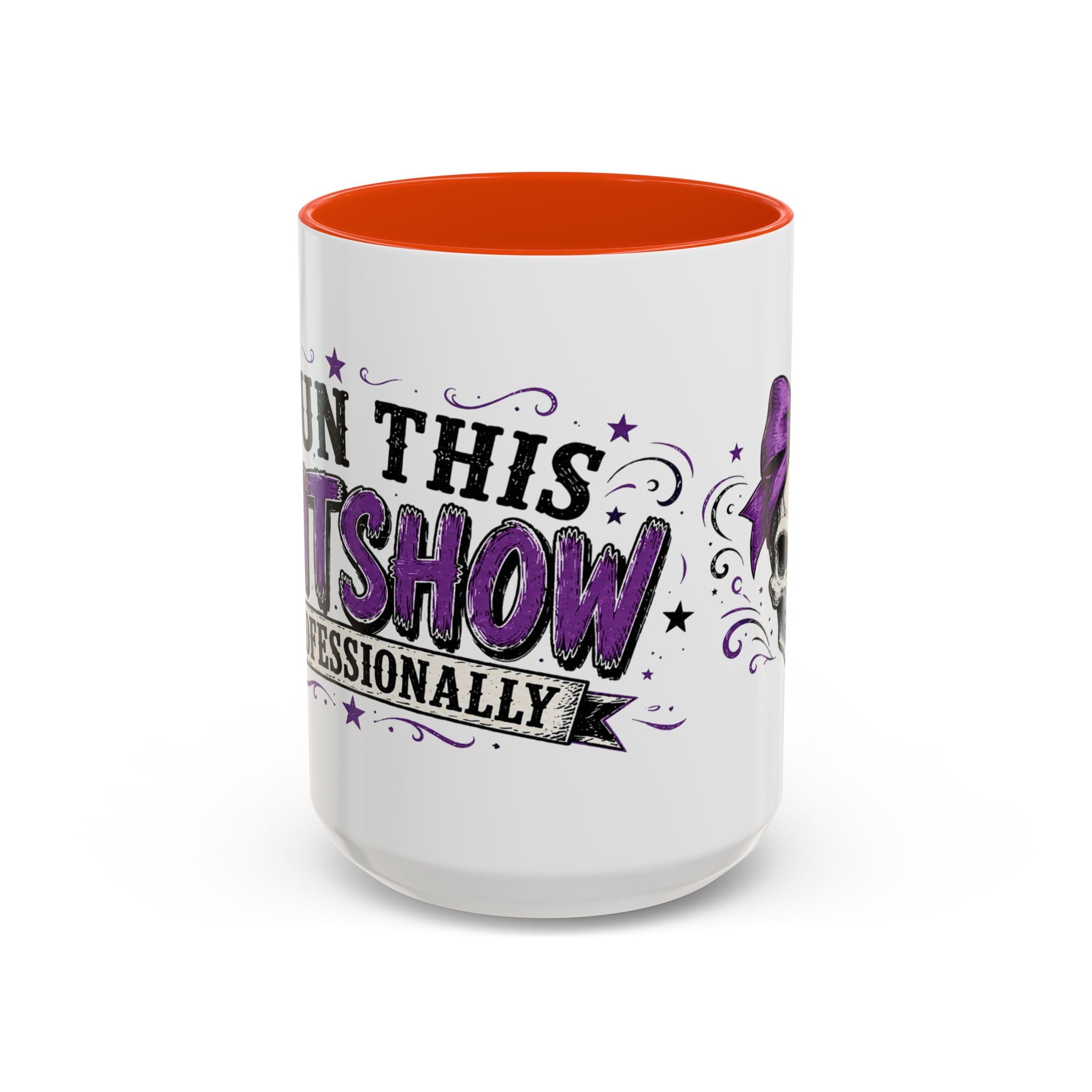 Cancer Awareness Skull Coffee Mug — 'I Run This Sh*tshow' Inspirational Ribbon Design (11oz, 15oz)