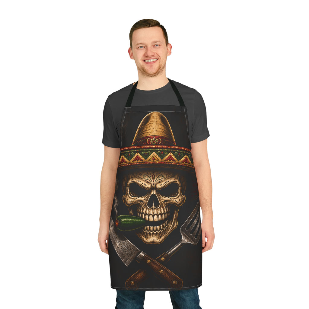 Skull Sombrero Cooking Apron