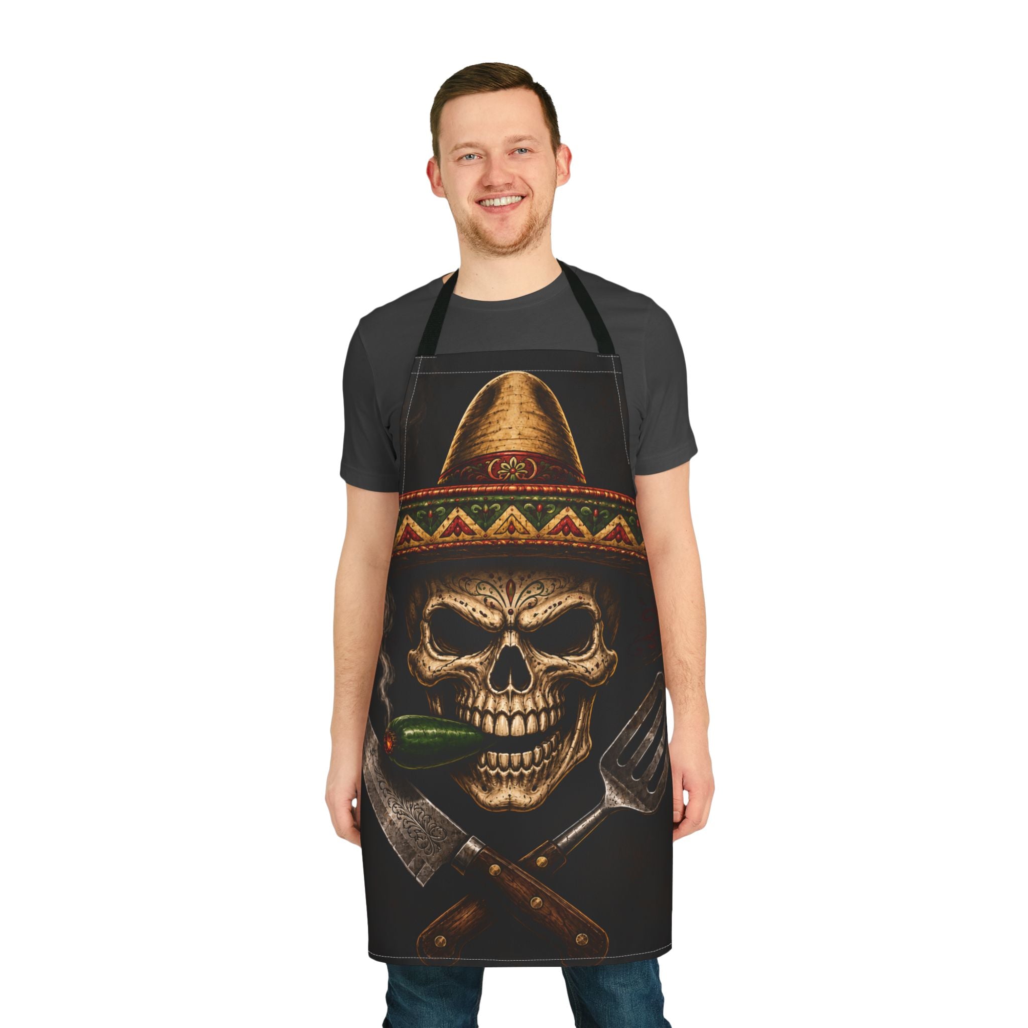 Skull Sombrero Cooking Apron