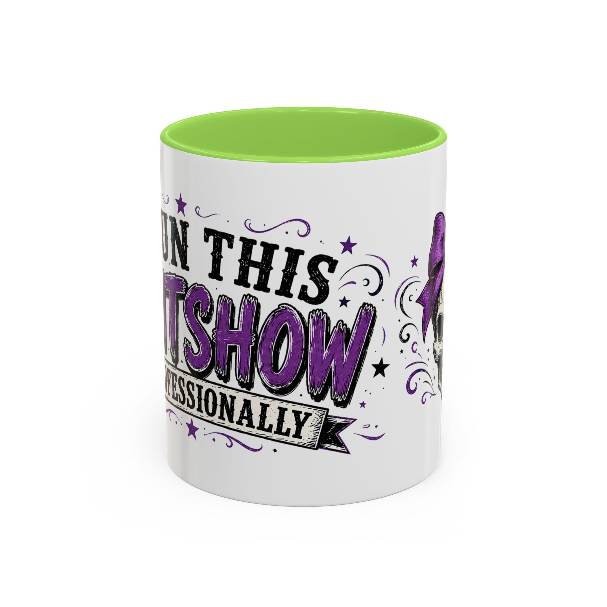Cancer Awareness Skull Coffee Mug — 'I Run This Sh*tshow' Inspirational Ribbon Design (11oz, 15oz)